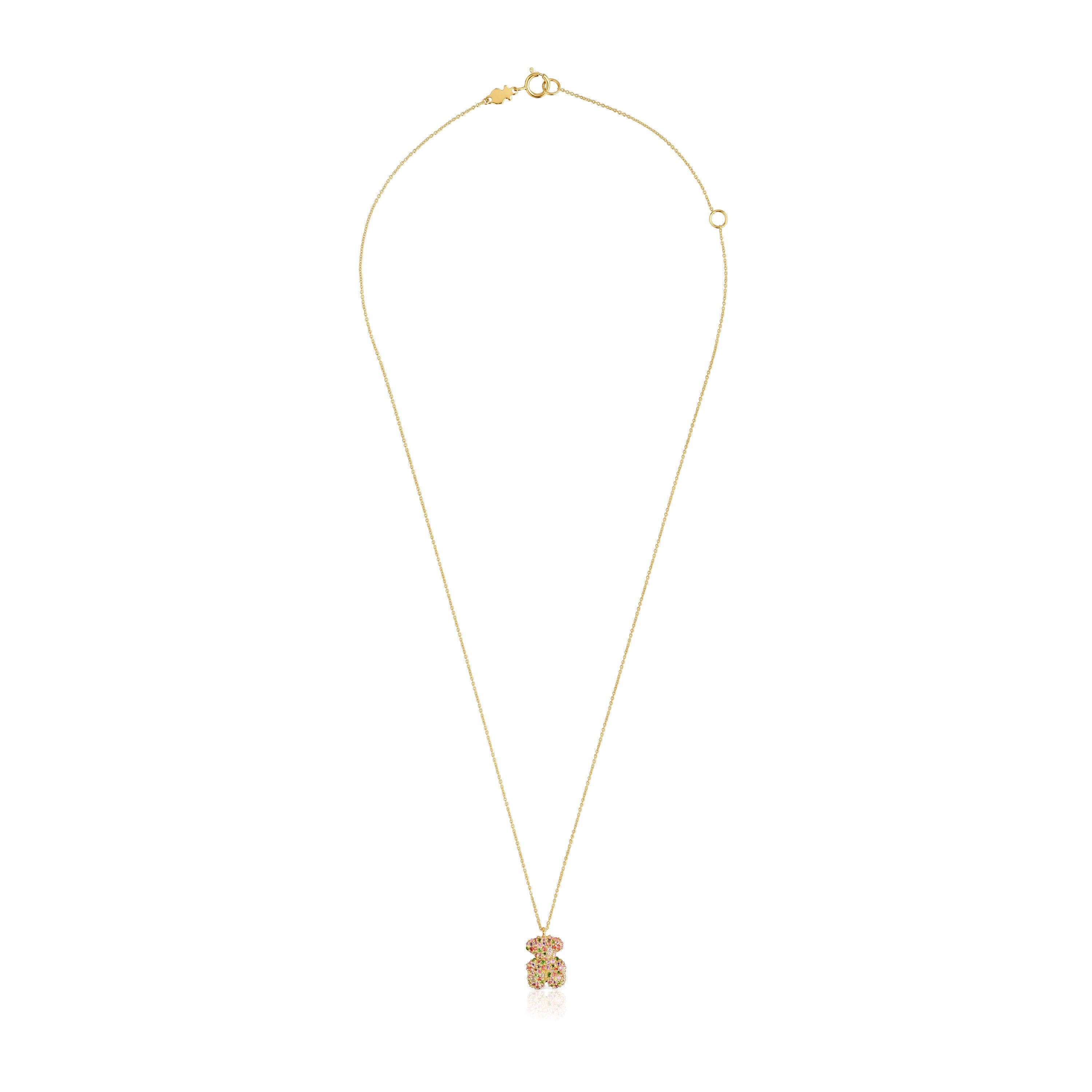 Collar corto oso de oro y gemas Bold Bear