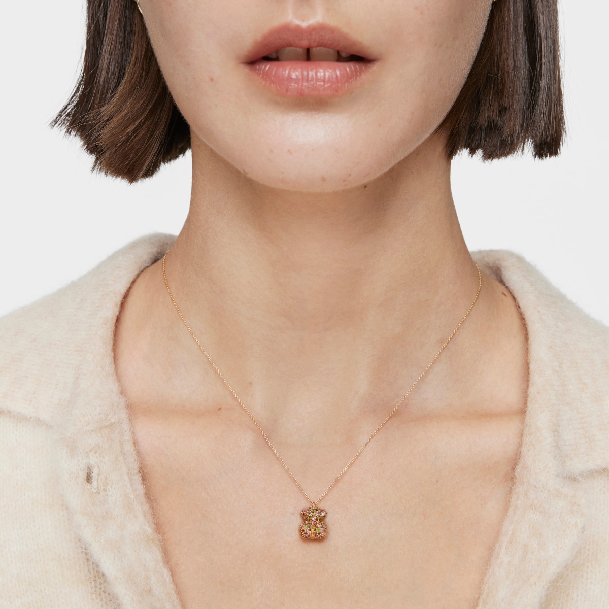 Gemstone and gold Bold Bear necklace