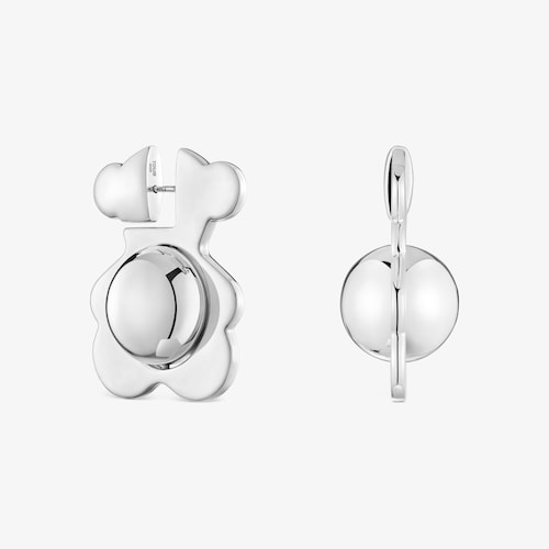 Aretes oso de plata y motivo I-Bear
