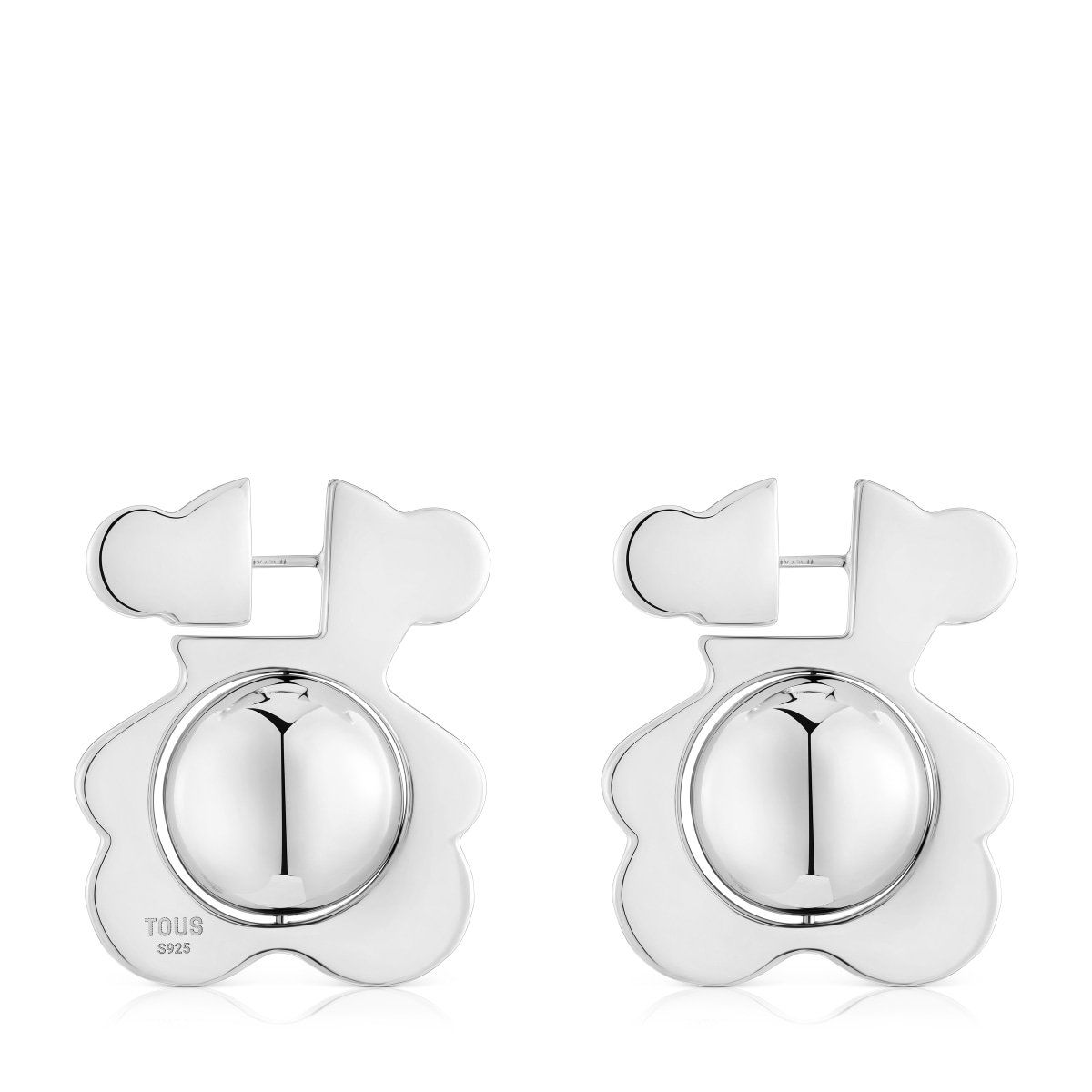Pendientes oso de plata y motivo I-Bear