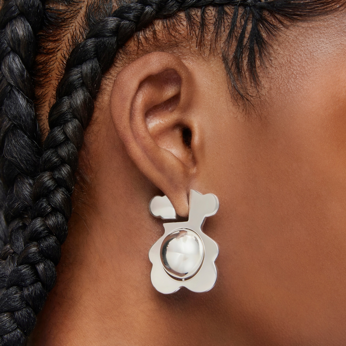 Pendientes oso de plata y motivo I-Bear