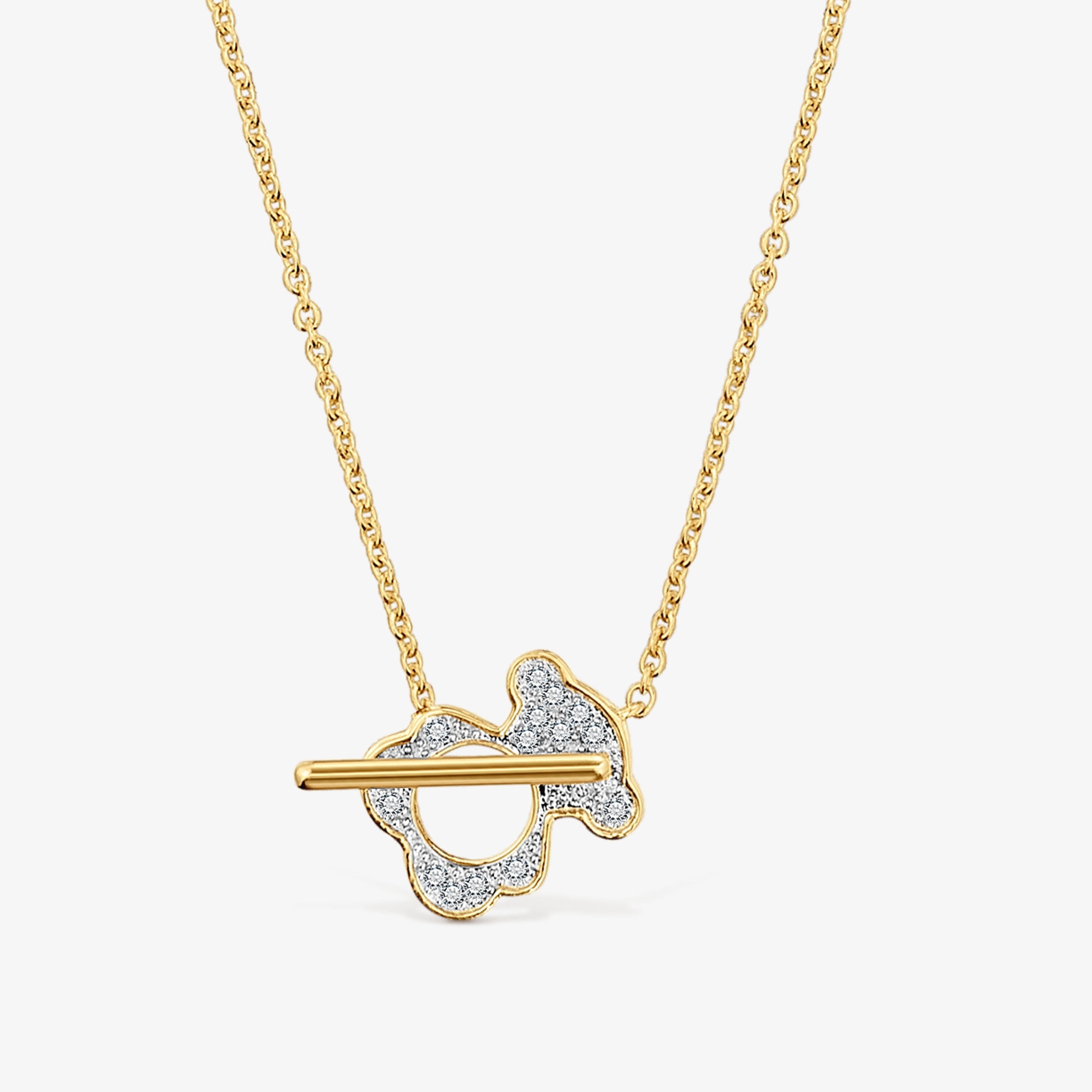 Short 18K solid gold and diamond bear Necklace I-Bear
