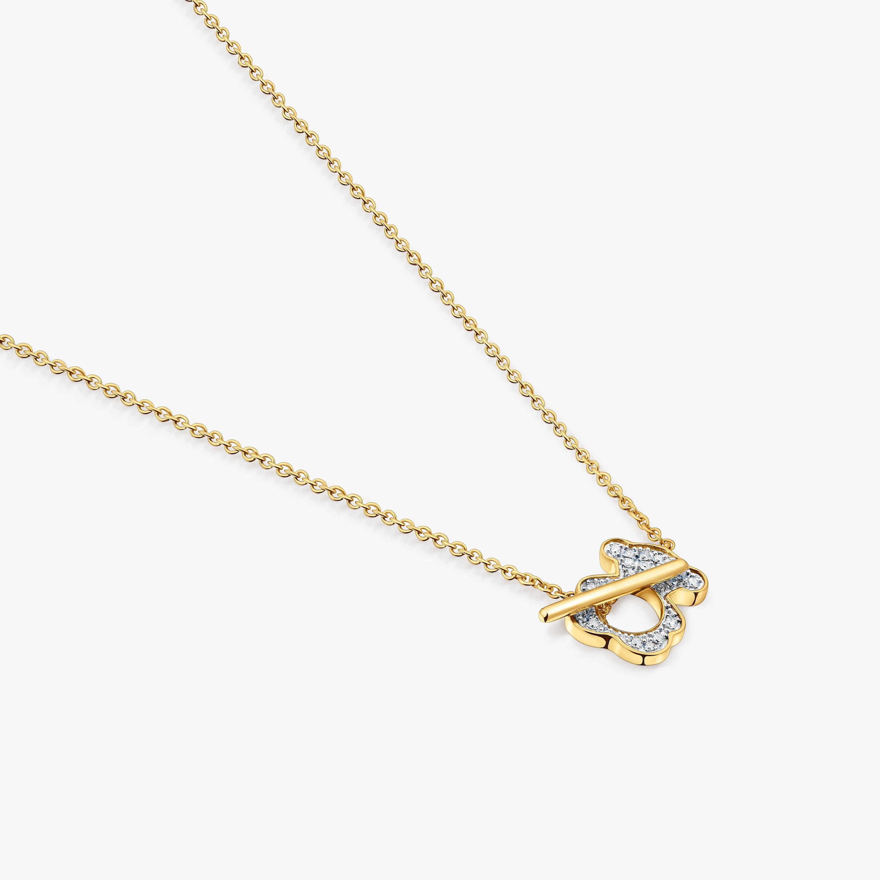 Short 18K solid gold and diamond bear Necklace I-Bear