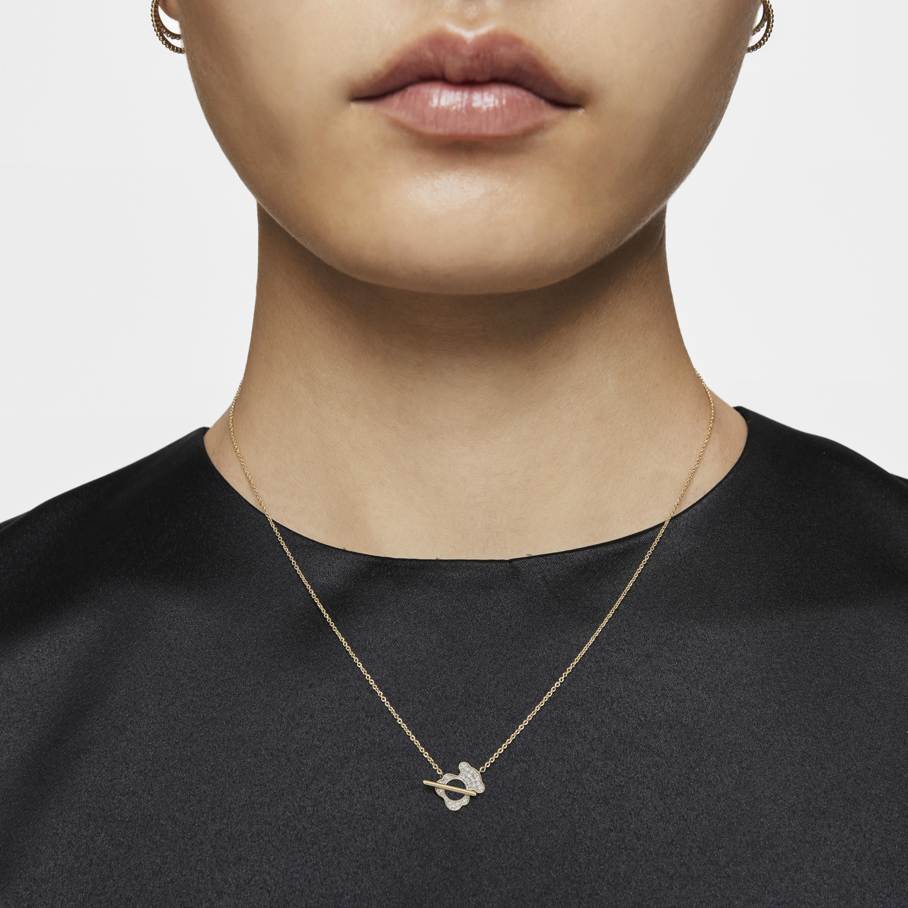 Short 18K solid gold and diamond bear Necklace I-Bear