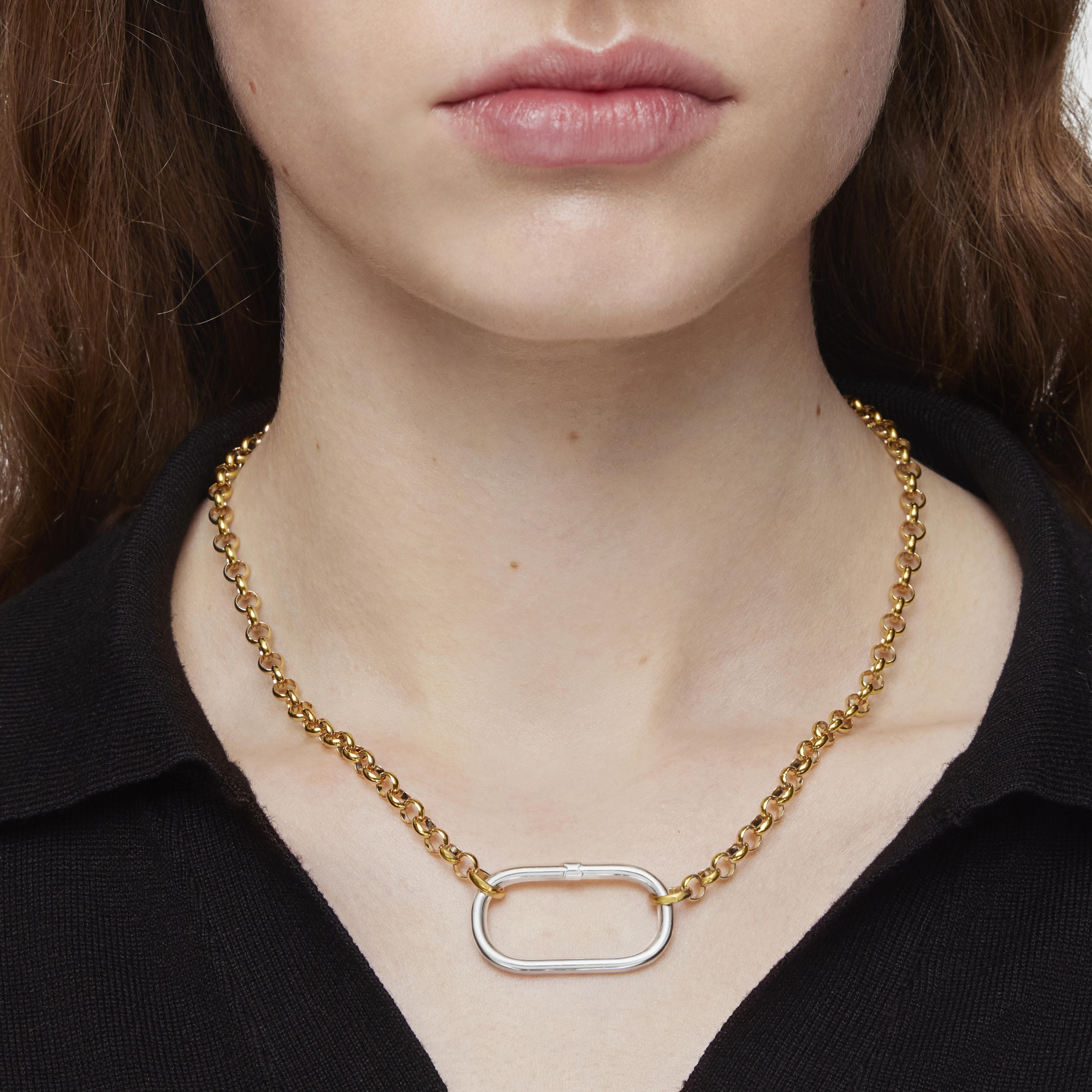Extra-large silver Ring Hold Oval