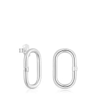 Short silver Earrings Hold Oval