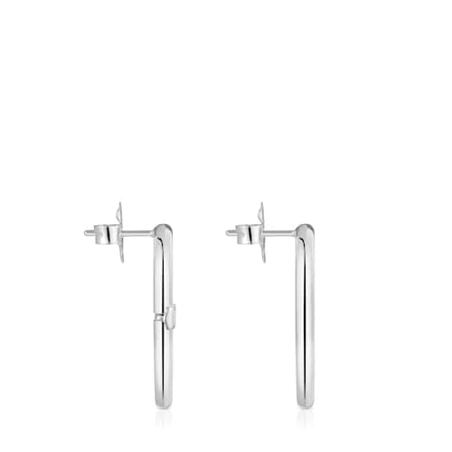 Short silver Earrings Hold Oval