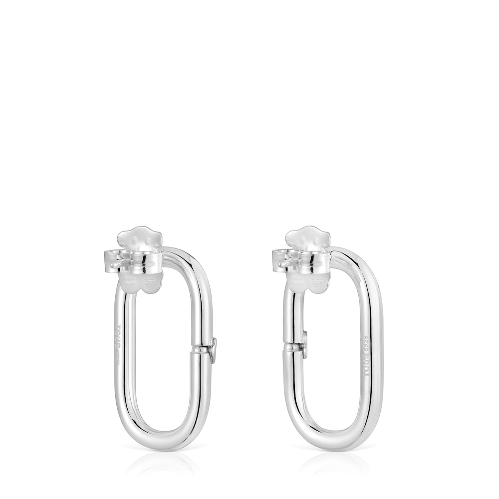 Pendientes cortos de plata Hold Oval image number 2