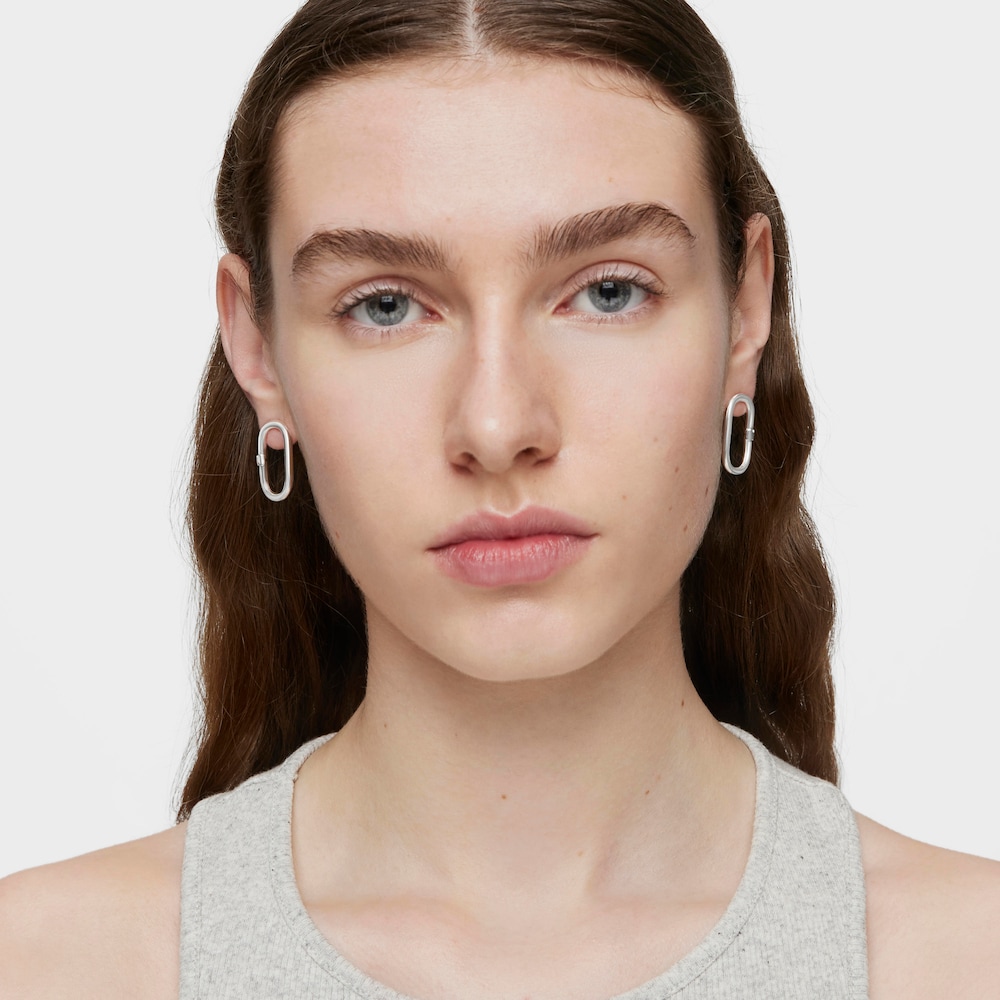 Pendientes cortos de plata Hold Oval