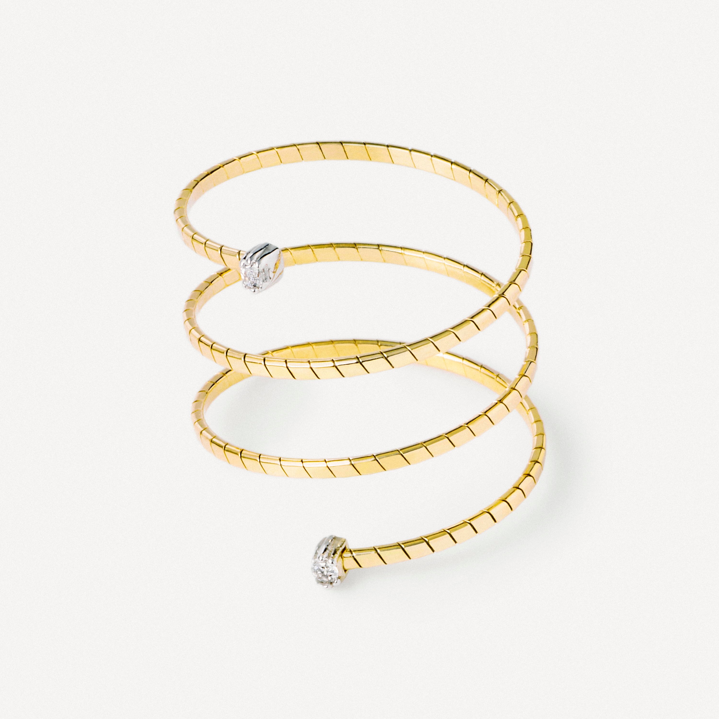 Gold Double spiral ring with diamonds TOUS ATELIER