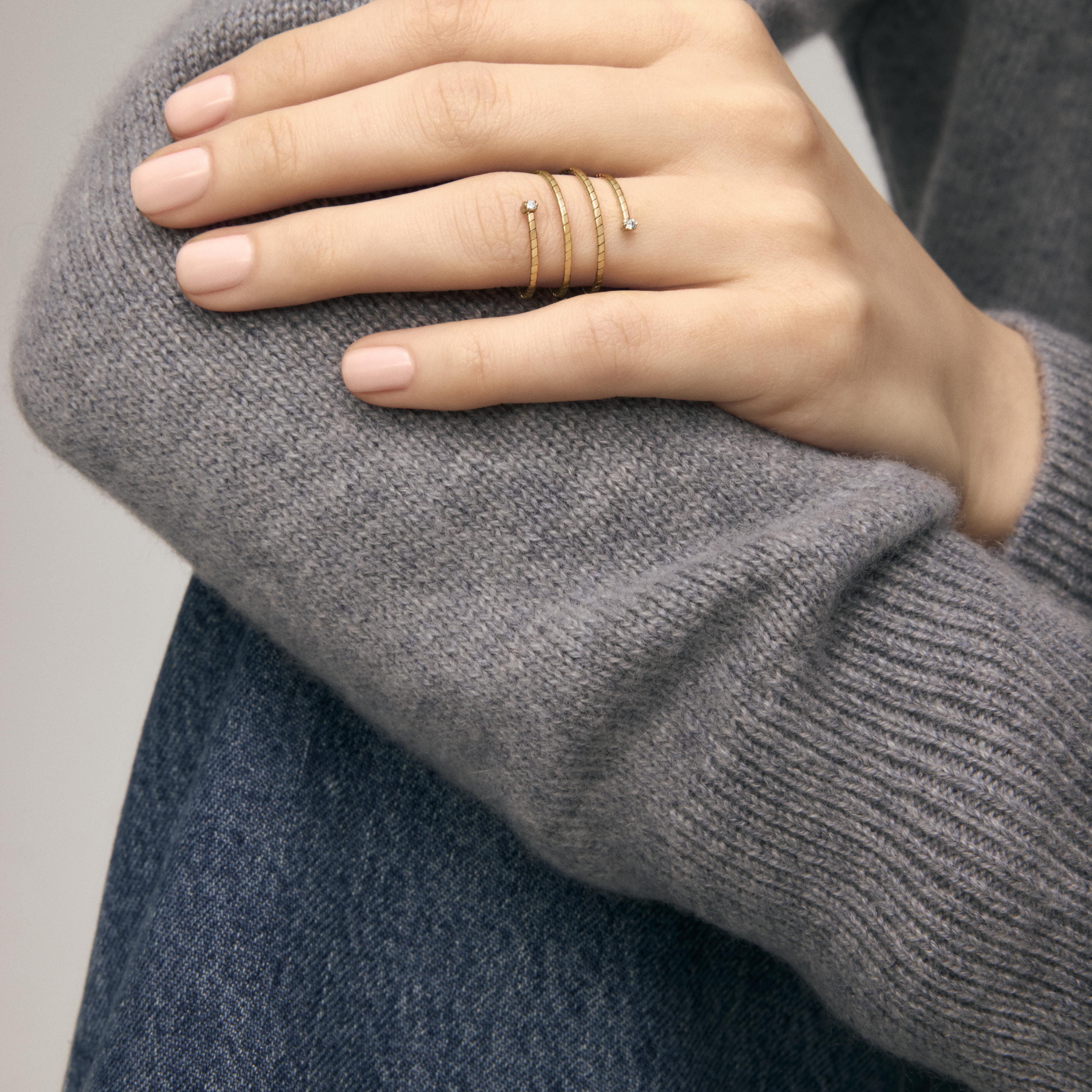 Gold Double spiral ring with diamonds TOUS ATELIER