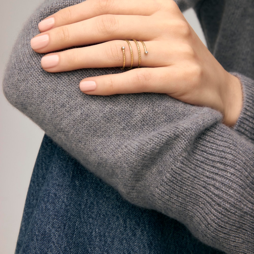 Pierścionek podw&oacute;jna spirala ze złota z diamentami TOUS ATELIER