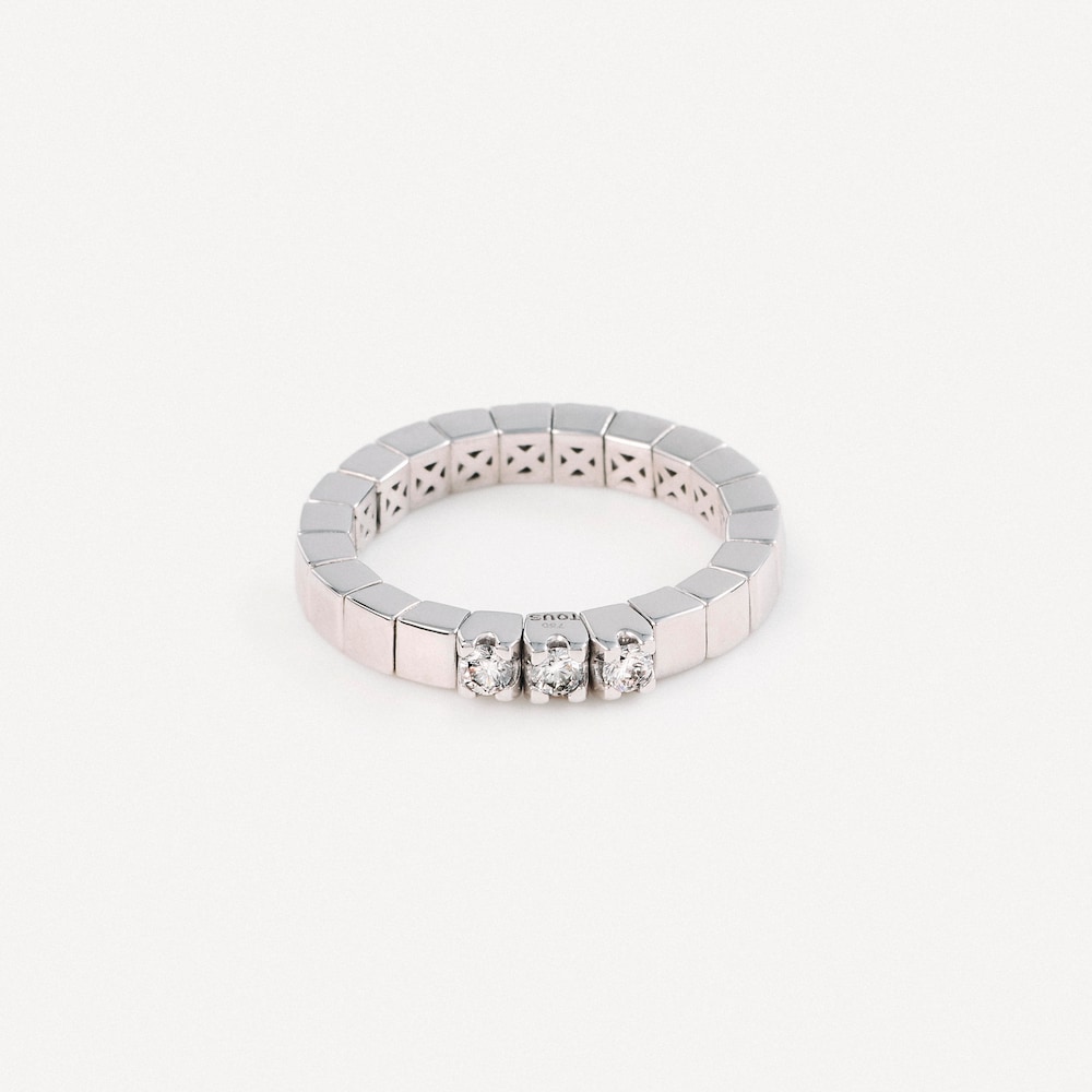 Anillo el&aacute;stico de oro blanco con diamantes TOUS ATELIER