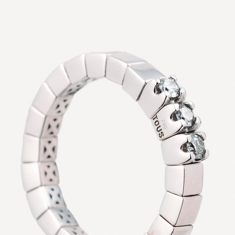 Anillo el&aacute;stico de oro blanco con diamantes TOUS ATELIER
