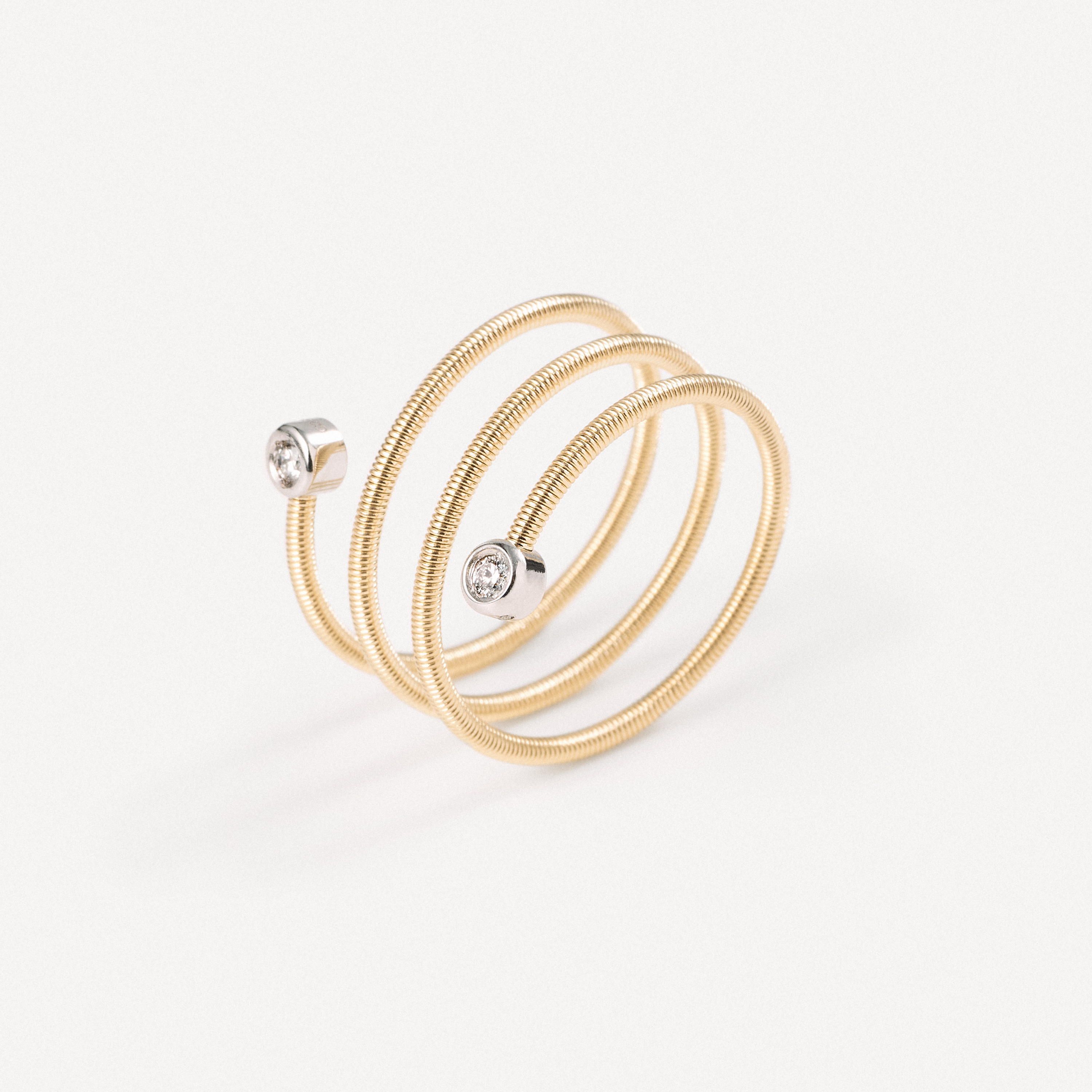 Gold Double spiral ring with diamonds TOUS ATELIER