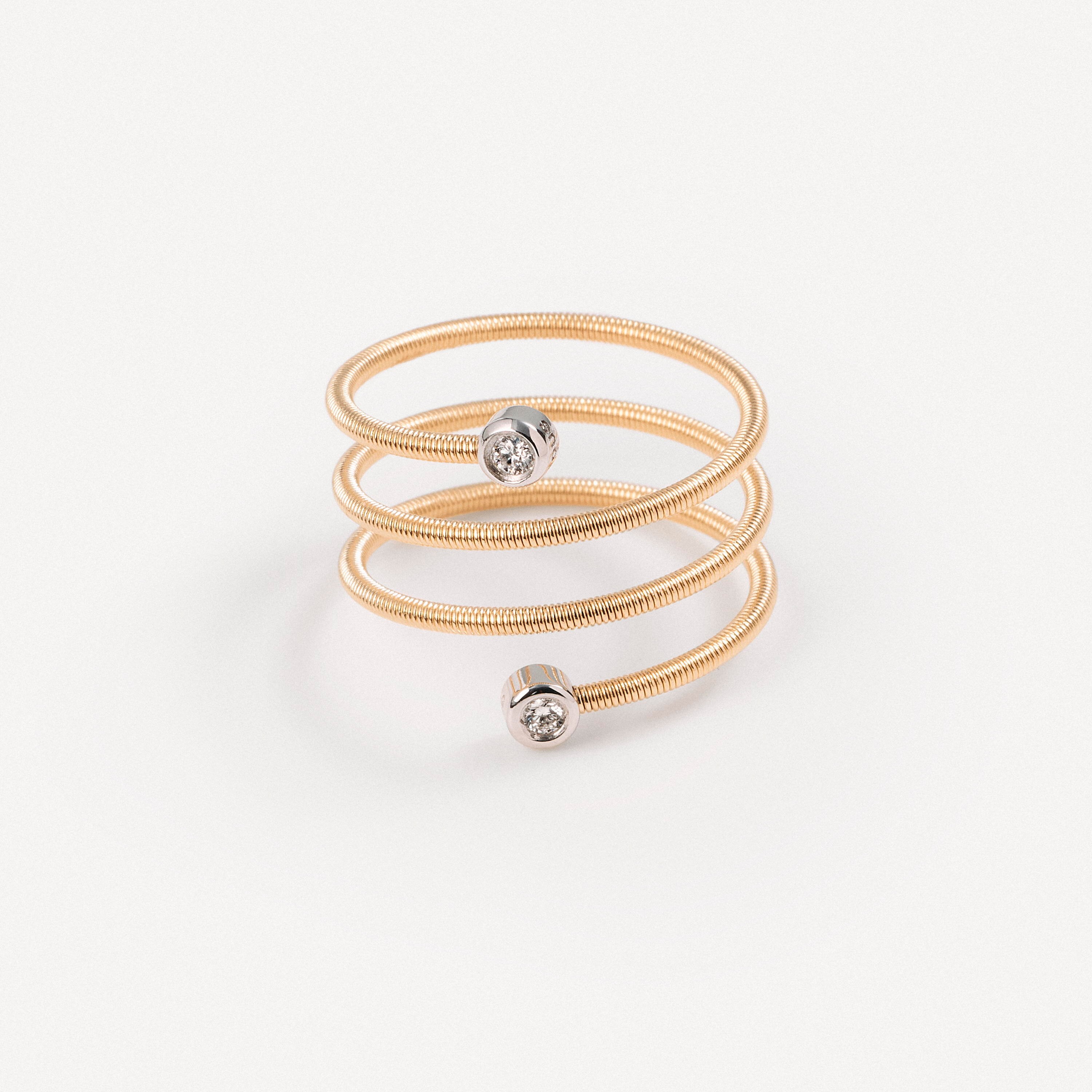 Gold Double spiral ring with diamonds TOUS ATELIER