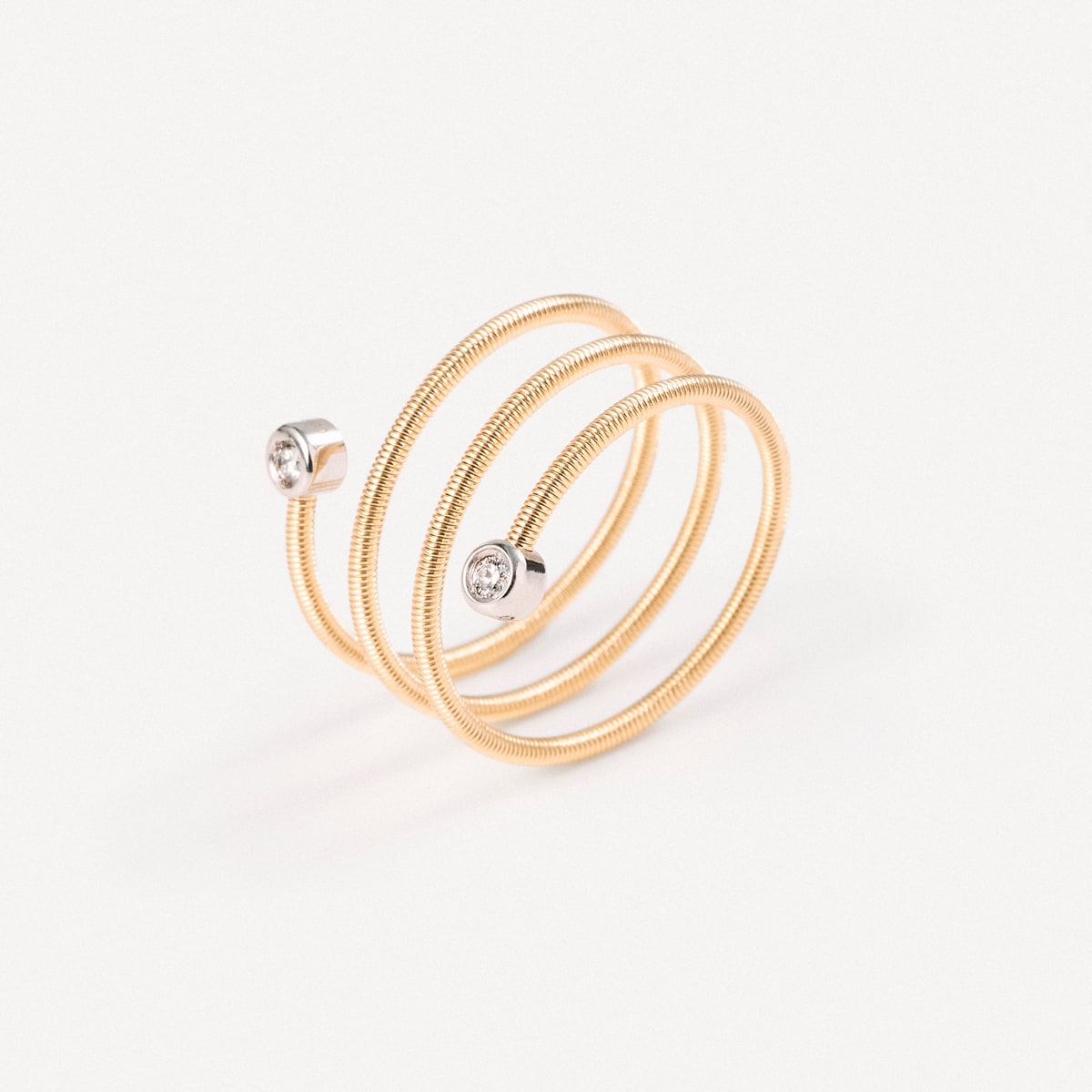 Gold Double spiral ring with diamonds TOUS ATELIER