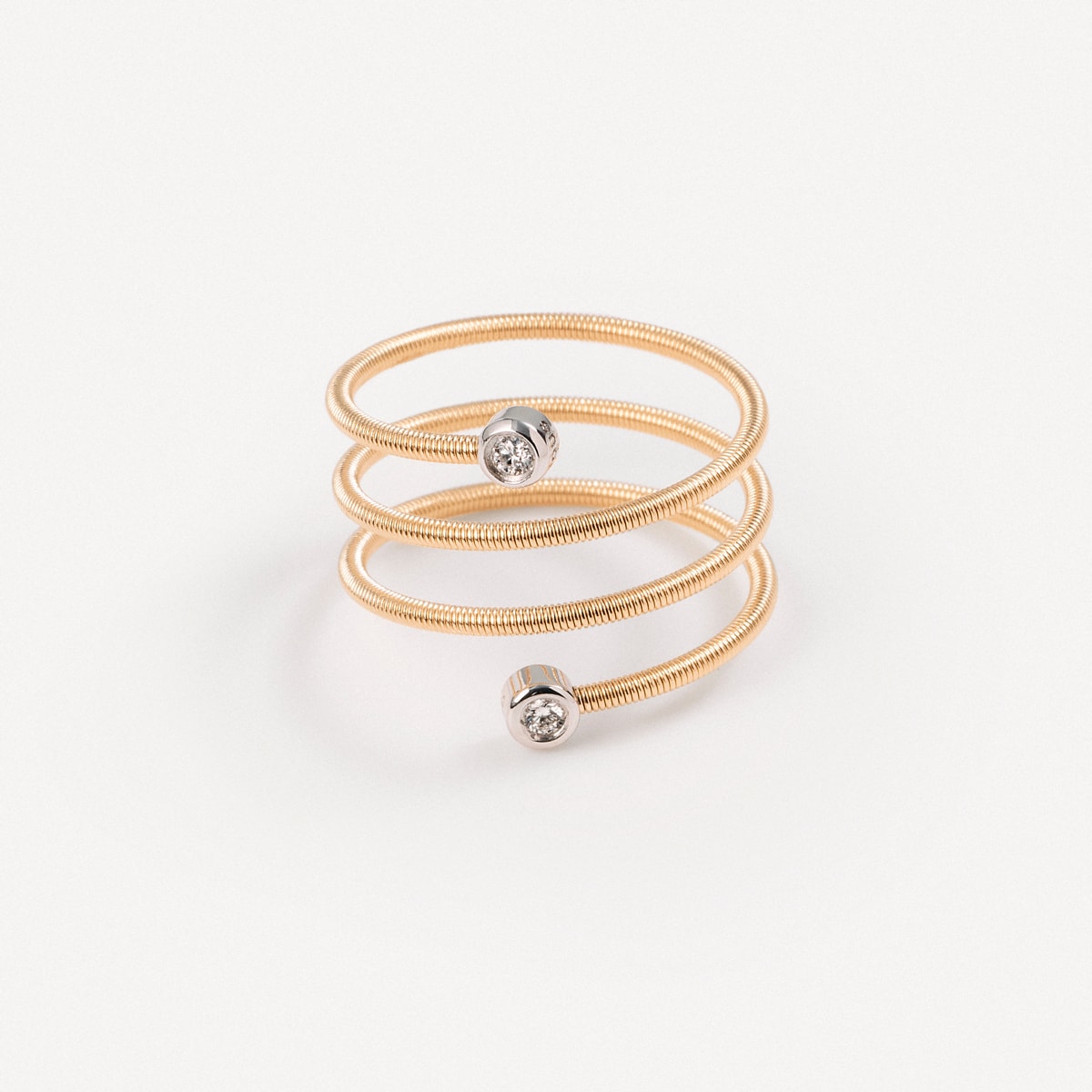 Gold Double spiral ring with diamonds TOUS ATELIER
