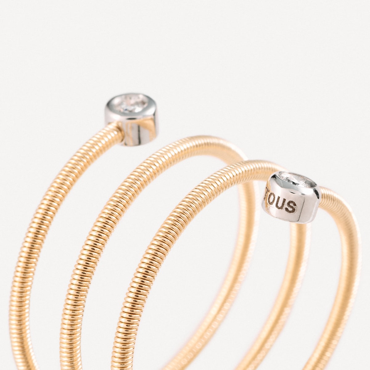 Gold Double spiral ring with diamonds TOUS ATELIER