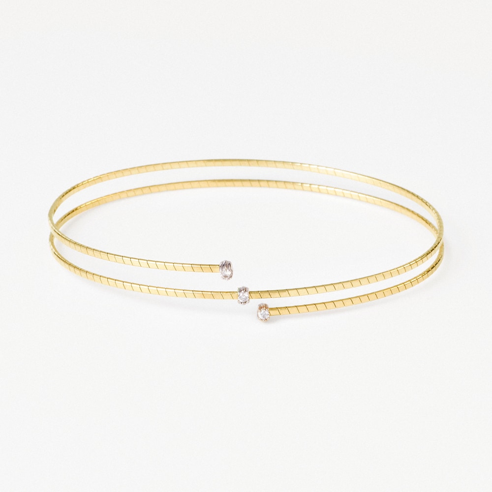 Zlat&yacute; Spir&aacute;lov&yacute; n&aacute;ramek se třemi diamanty TOUS ATELIER