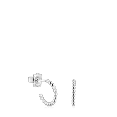 Pendientes aro cortos bolas de plata 10 mm Basicos