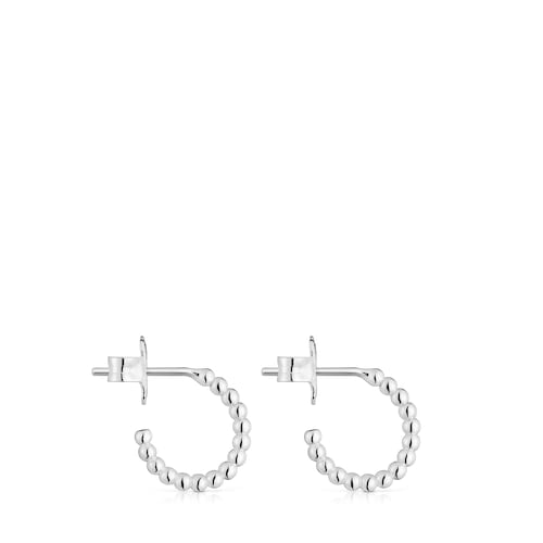 Pendientes aro cortos bolas de plata 10 mm Basicos