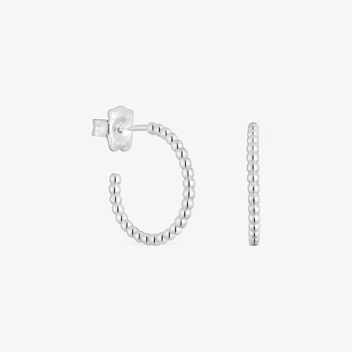 Pendientes aro cortos bolas de plata 15 mm Basicos
