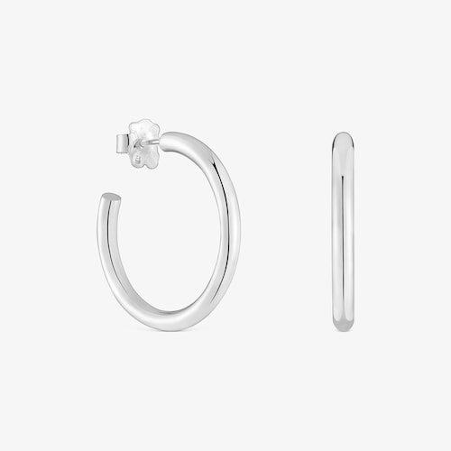 Aretes de aro largos de plata 24 mm Basicos