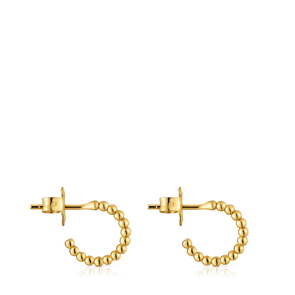 Pendientes aro cortos bolas con baño de oro 18 kt sobre plata 15 mm Basicos Pendientes aro cortos bolas con baño de oro 18 kt sobre plata 15 mm Basicos