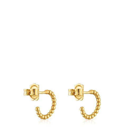 Short 15 mm ball Hoop earrings with 18kt gold plating over silver TOUS Basics
