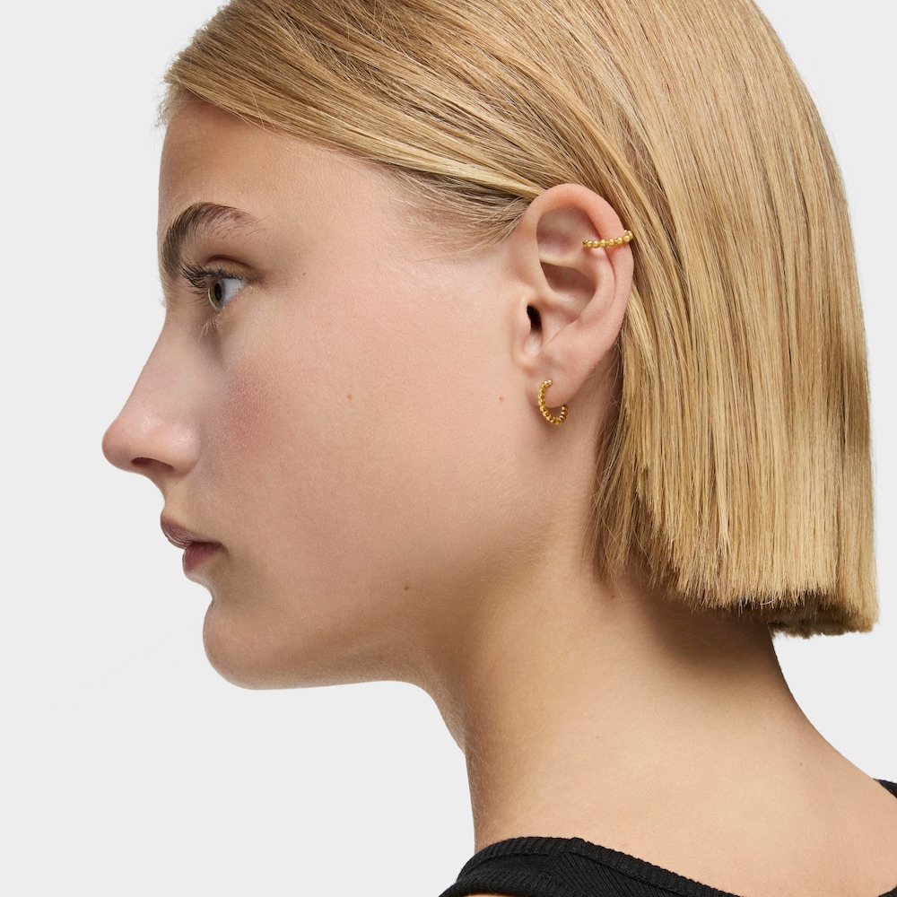 Pendientes aro cortos bolas con baño de oro 18 kt sobre plata 15 mm Basicos Pendientes aro cortos bolas con baño de oro 18 kt sobre plata 15 mm Basicos