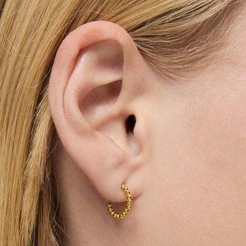Short 15 mm ball Hoop earrings with 18kt gold plating over silver TOUS Basics