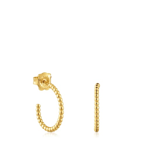 Short 15 mm ball Hoop earrings with 18kt gold plating over silver TOUS Basics