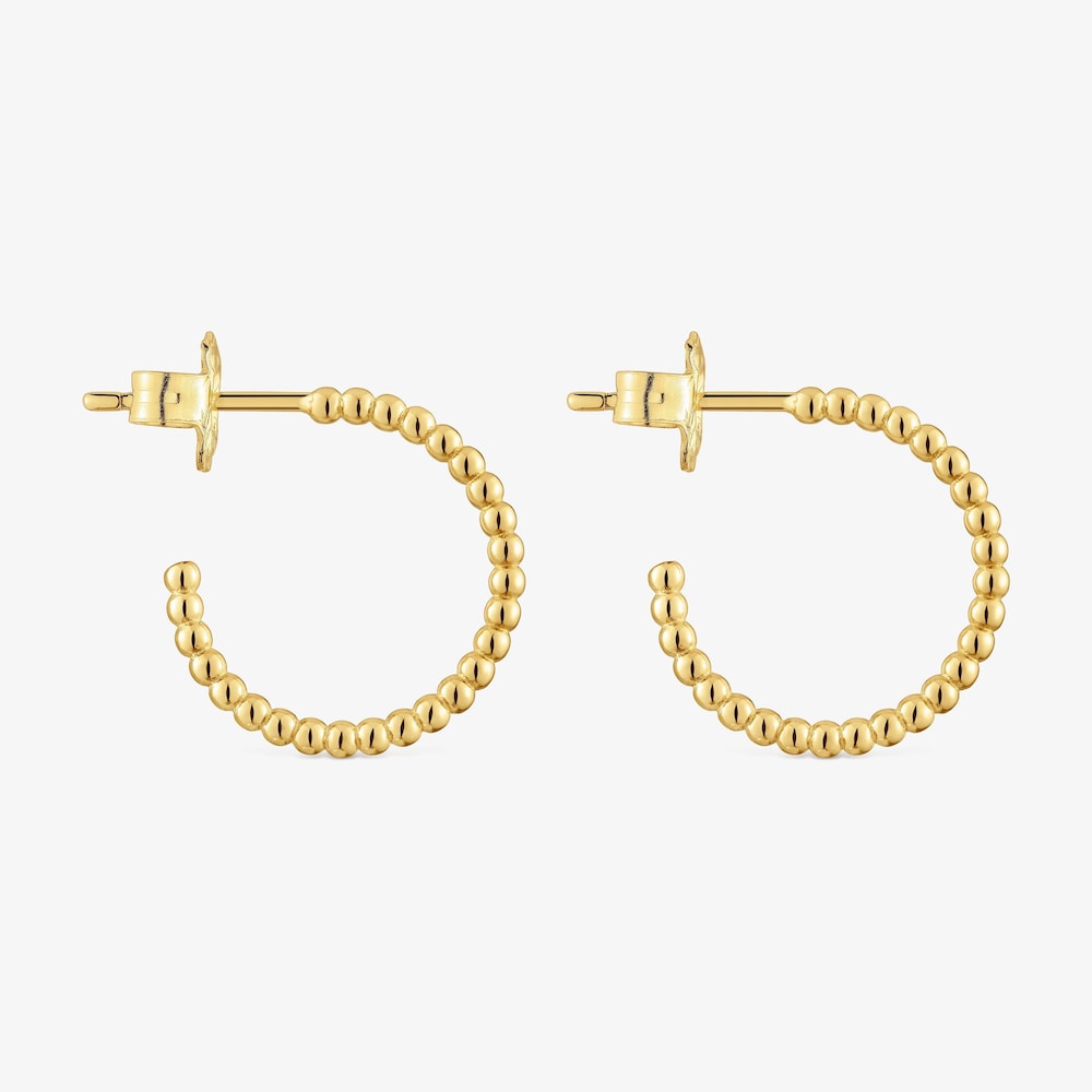 Pendientes aro cortos bolas con ba&ntilde;o de oro 18 kt sobre plata 15 mm Basicos