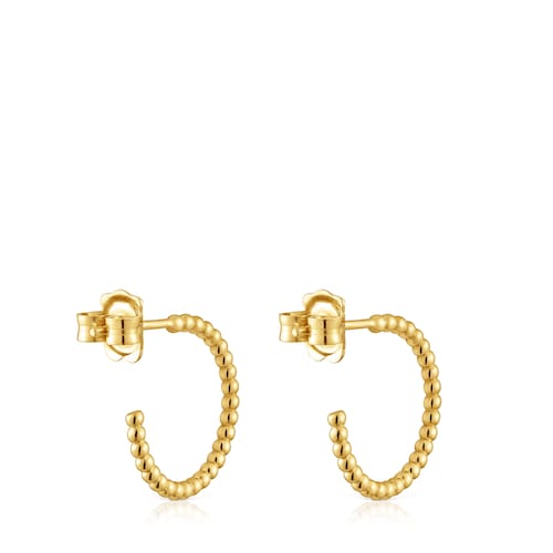 Short 15 mm ball Hoop earrings with 18kt gold plating over silver TOUS Basics