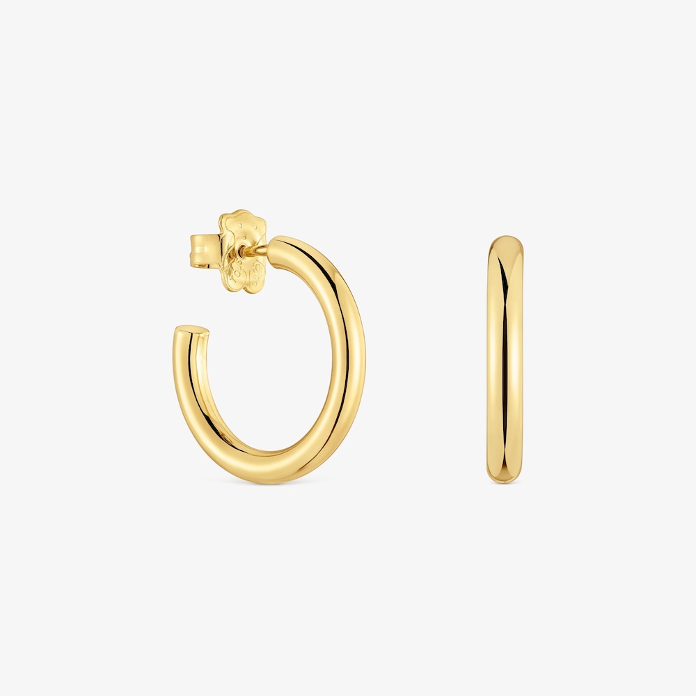 Pendientes aro cortos con ba&ntilde;o de oro 18 kt sobre plata 20 mm Basicos