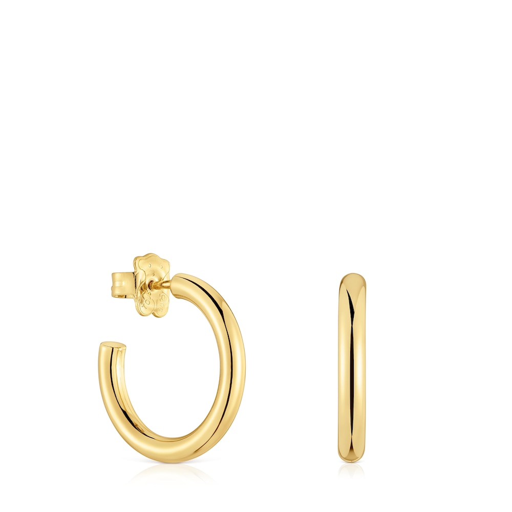 Short 20 mm Hoop earrings with 18kt gold plating over silver TOUS Basics image number 0