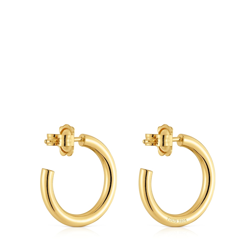 Short 20 mm Hoop earrings with 18kt gold plating over silver TOUS Basics image number 2
