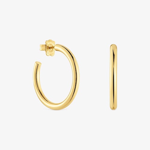 Arracades d'aro llargues amb bany d'or 18 kt sobre plata 28 mm Basics