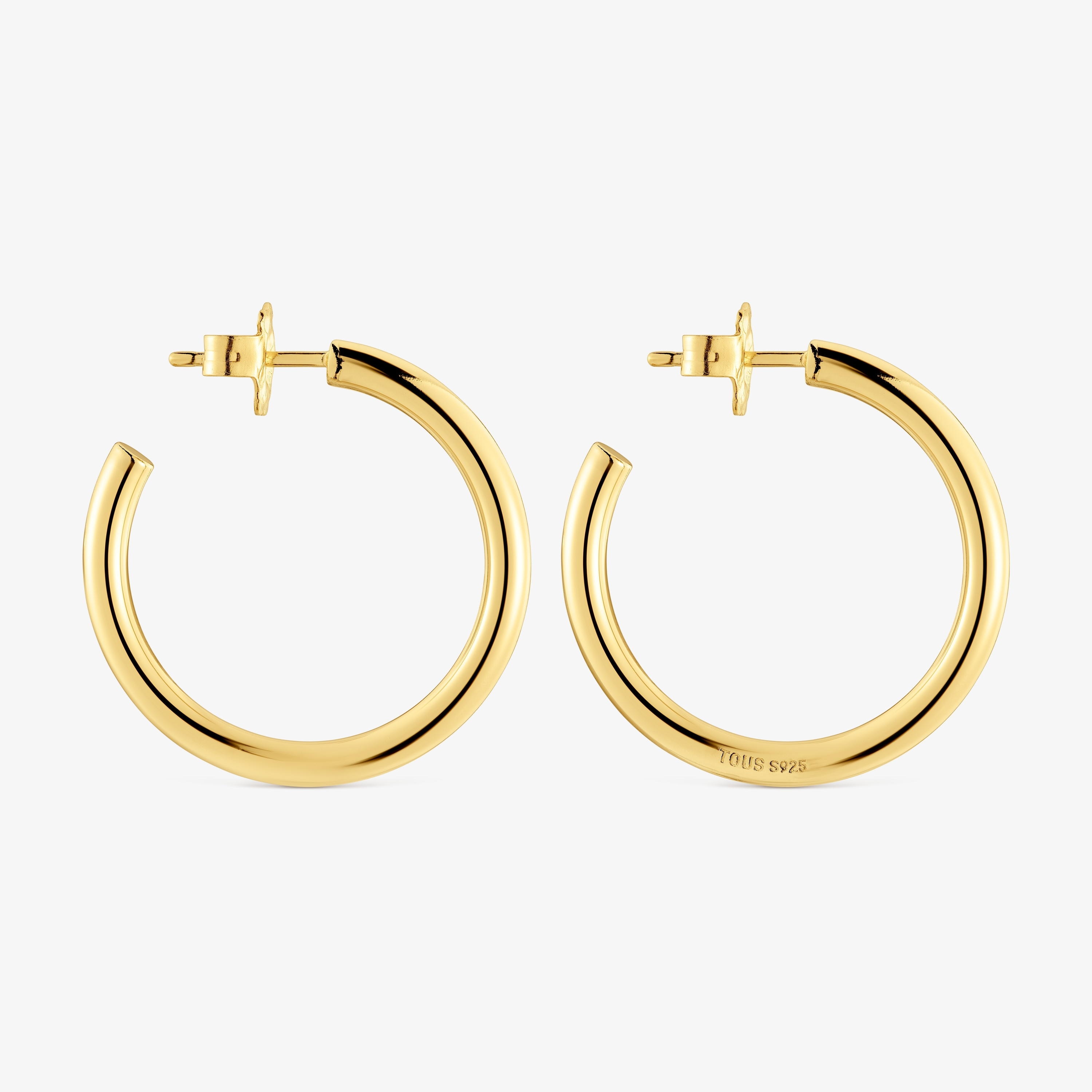 Long 28 mm Hoop earrings with 18K gold vermeil TOUS Basics