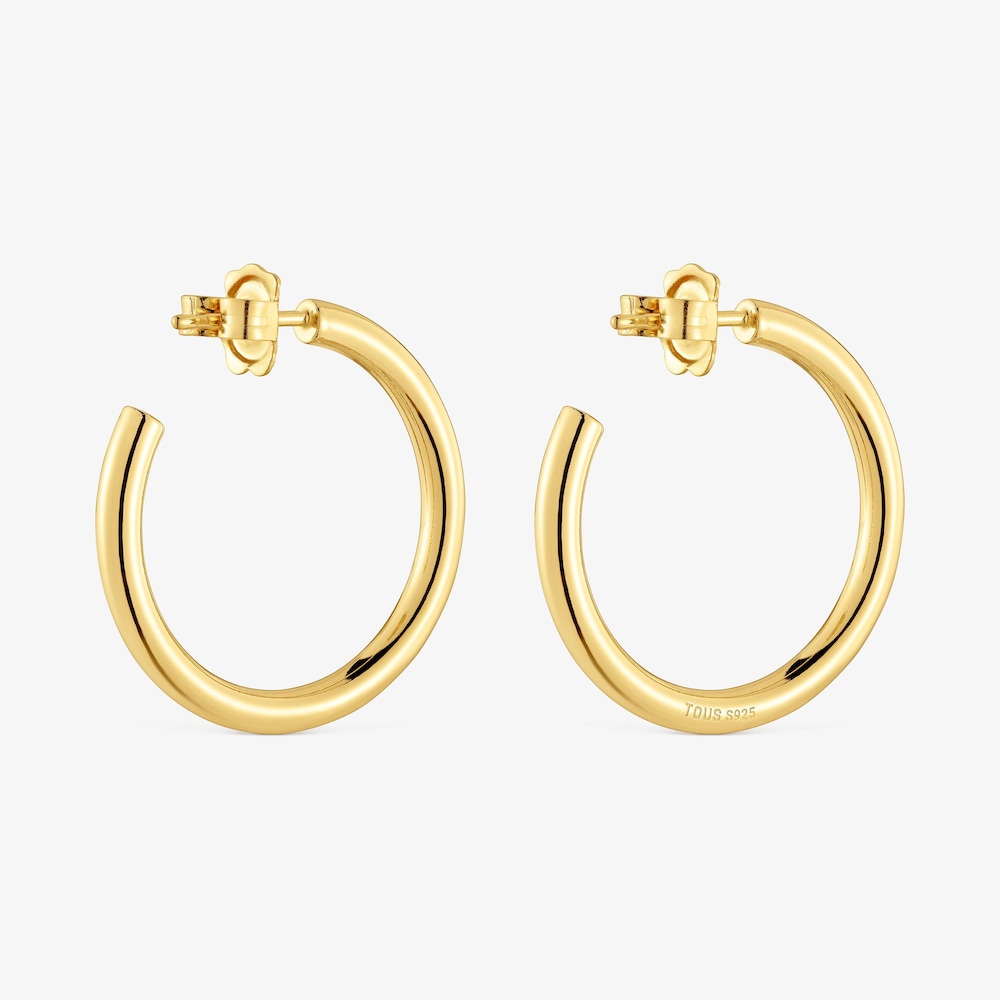 Long 28 mm Hoop earrings with 18K gold vermeil TOUS Basics
