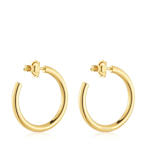 Long 28 mm Hoop earrings with 18kt gold plating over silver TOUS Basics