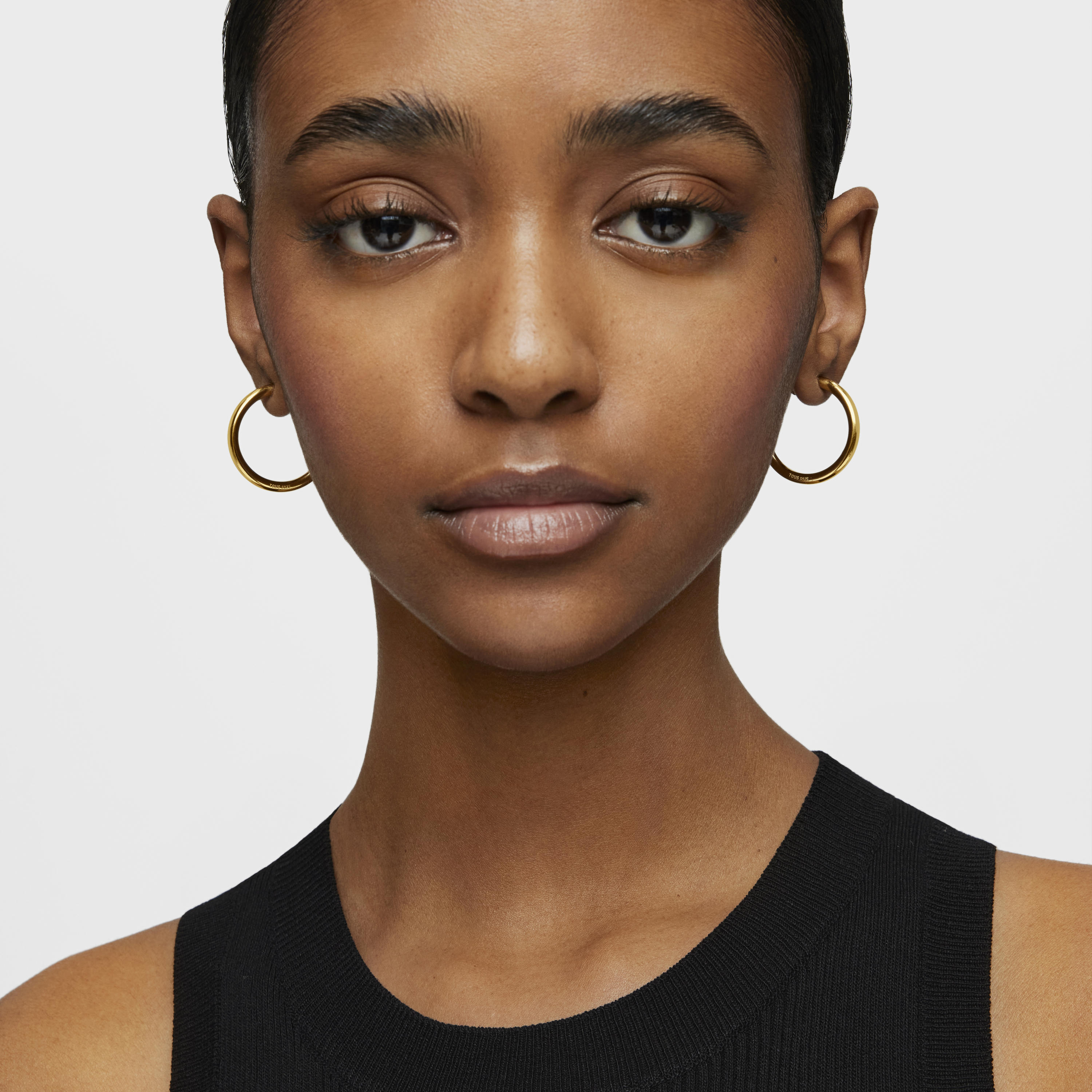 Long 28 mm Hoop earrings with 18K gold vermeil TOUS Basics