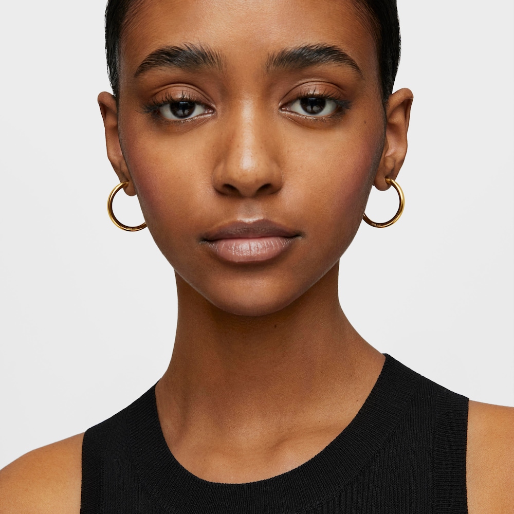 Long 28 mm Hoop earrings with 18K gold vermeil TOUS Basics