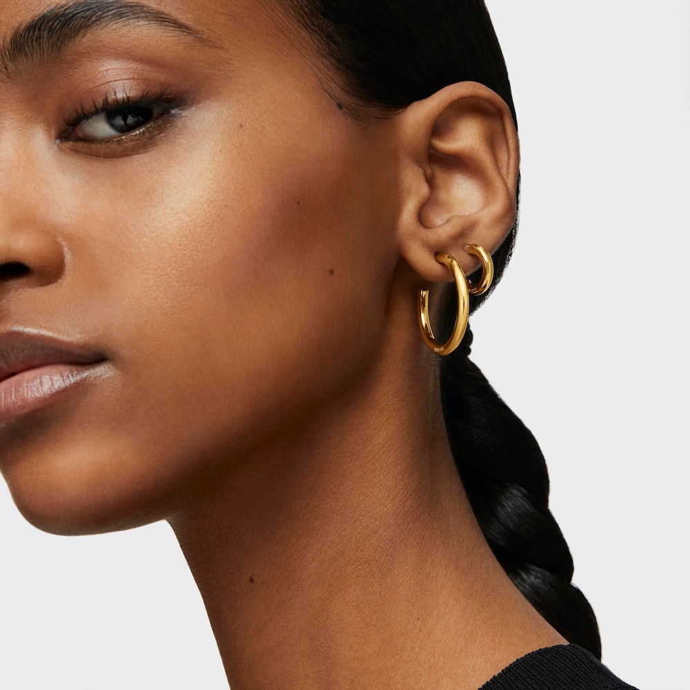 Long 28 mm Hoop earrings with 18K gold vermeil TOUS Basics