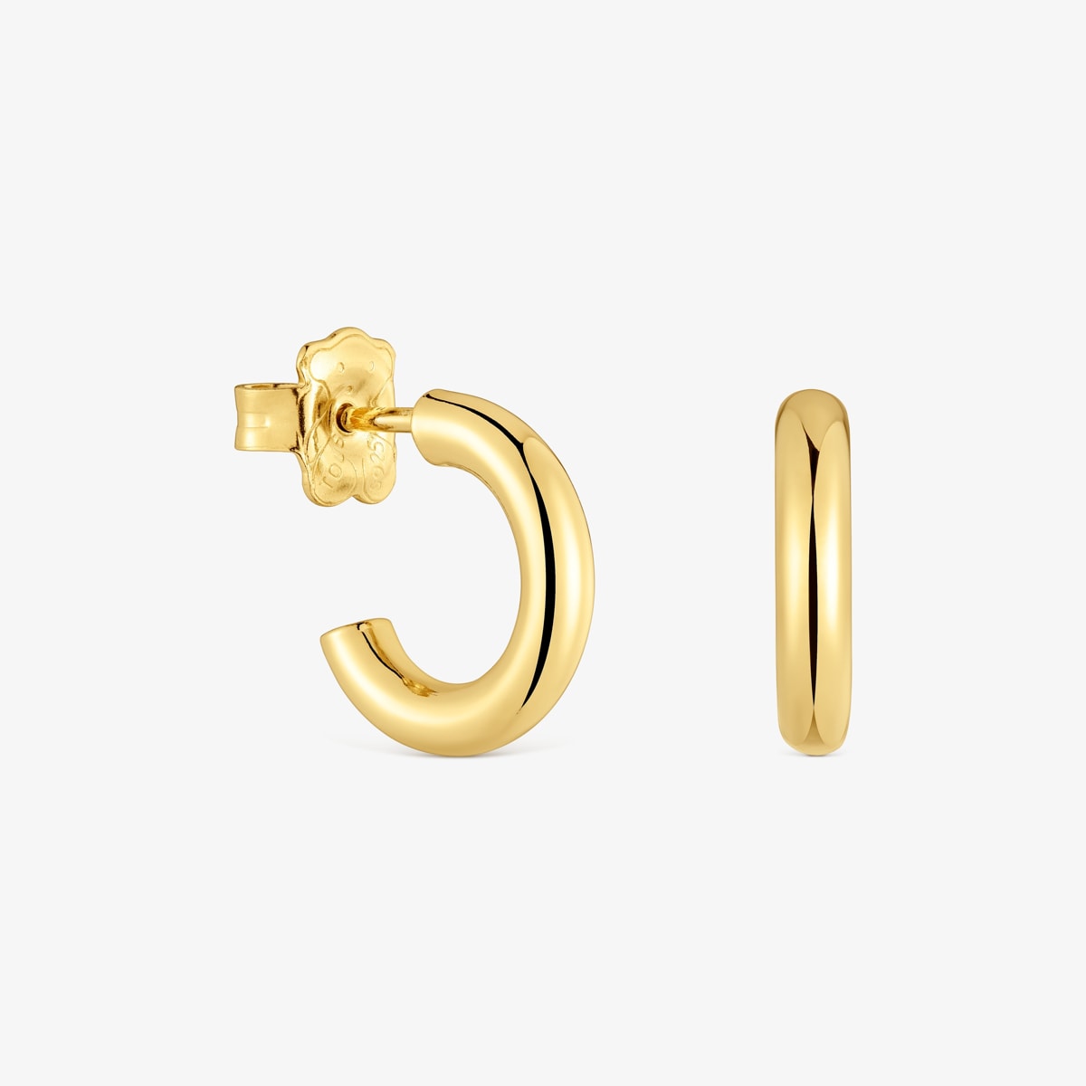 Tous - Pendientes Aro Cortos Con Baño De Oro 18 Kt Sobre Plata 14 Mm Basicos - Dorado