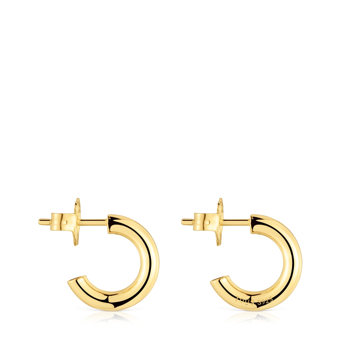 Short 14 mm Hoop earrings with 18kt gold plating over silver TOUS Basics