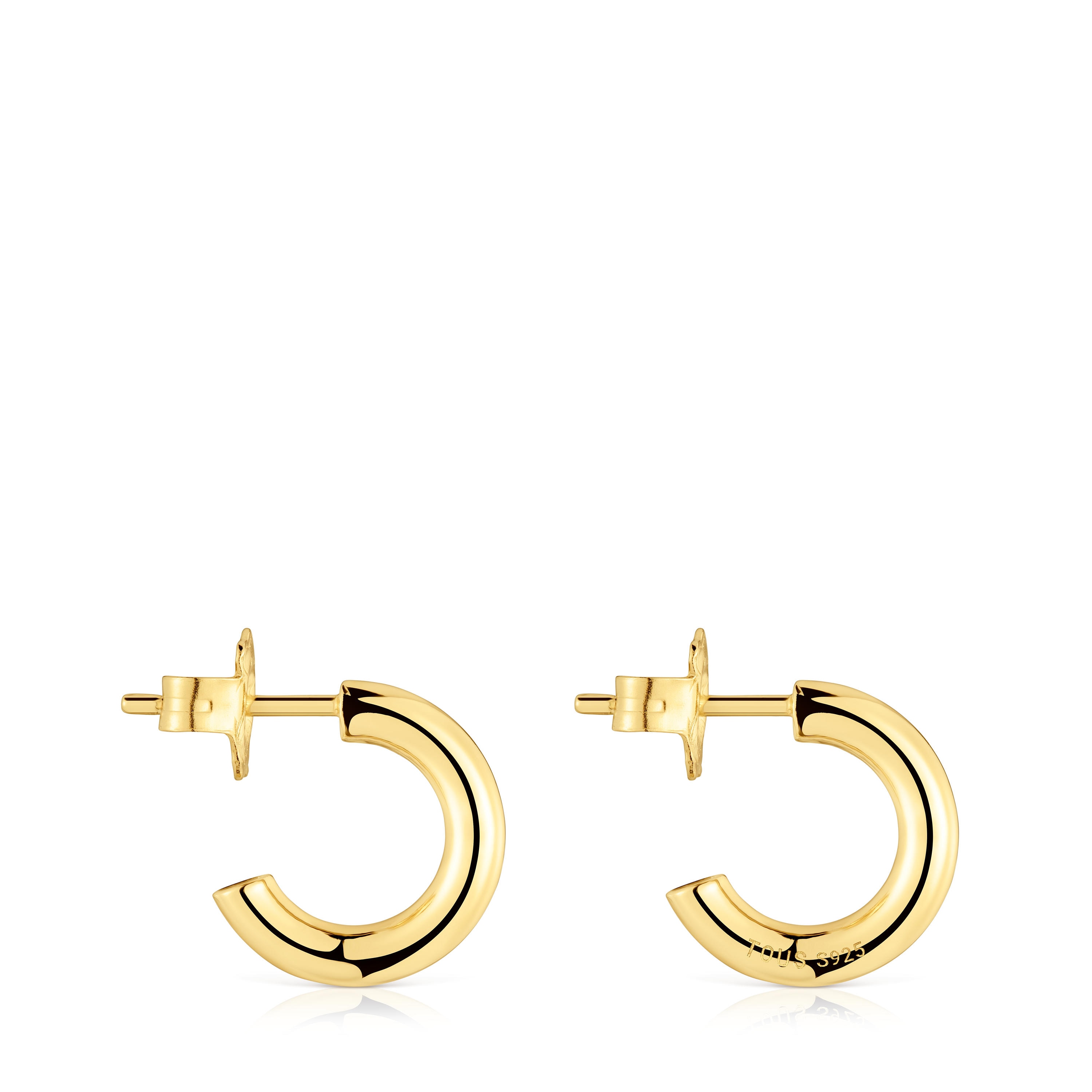 Short 14 mm Hoop earrings with 18kt gold plating over silver TOUS Basics