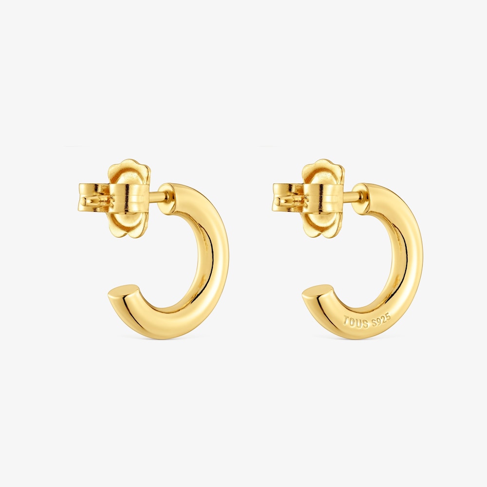 Kr&aacute;tk&eacute; Kruhov&eacute; n&aacute;u&scaron;nice o&nbsp;d&eacute;lce 14 mm ze stř&iacute;bra pozlacen&eacute;ho 18kar&aacute;tov&yacute;m zlatem TOUS Basics