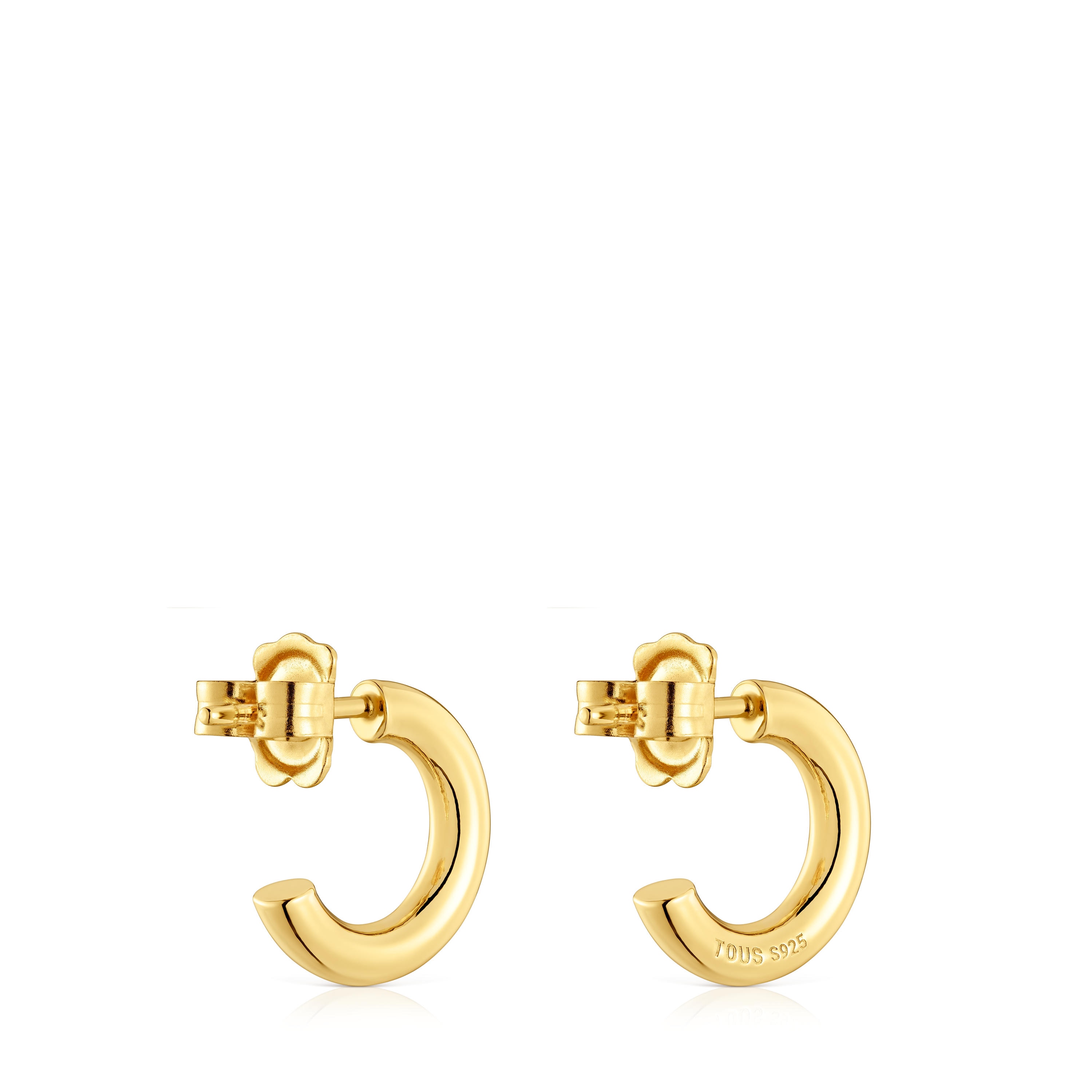 Short 14 mm Hoop earrings with 18kt gold plating over silver TOUS Basics